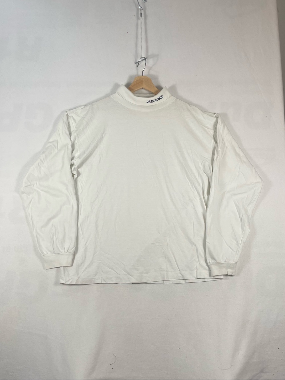 Vintage BROOKS White Turtleneck Cotton Shirt Made In Canada Sz L
